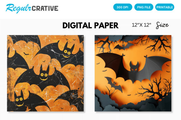 Download Halloween Bat Digital Paper Background - Premium Bundle